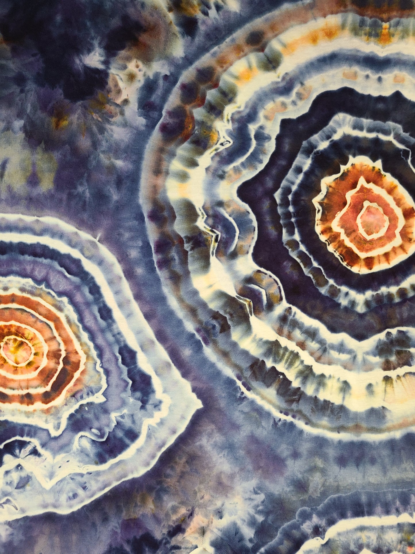 Navy & Orange Geode XL V Neck Tie Dye Tee