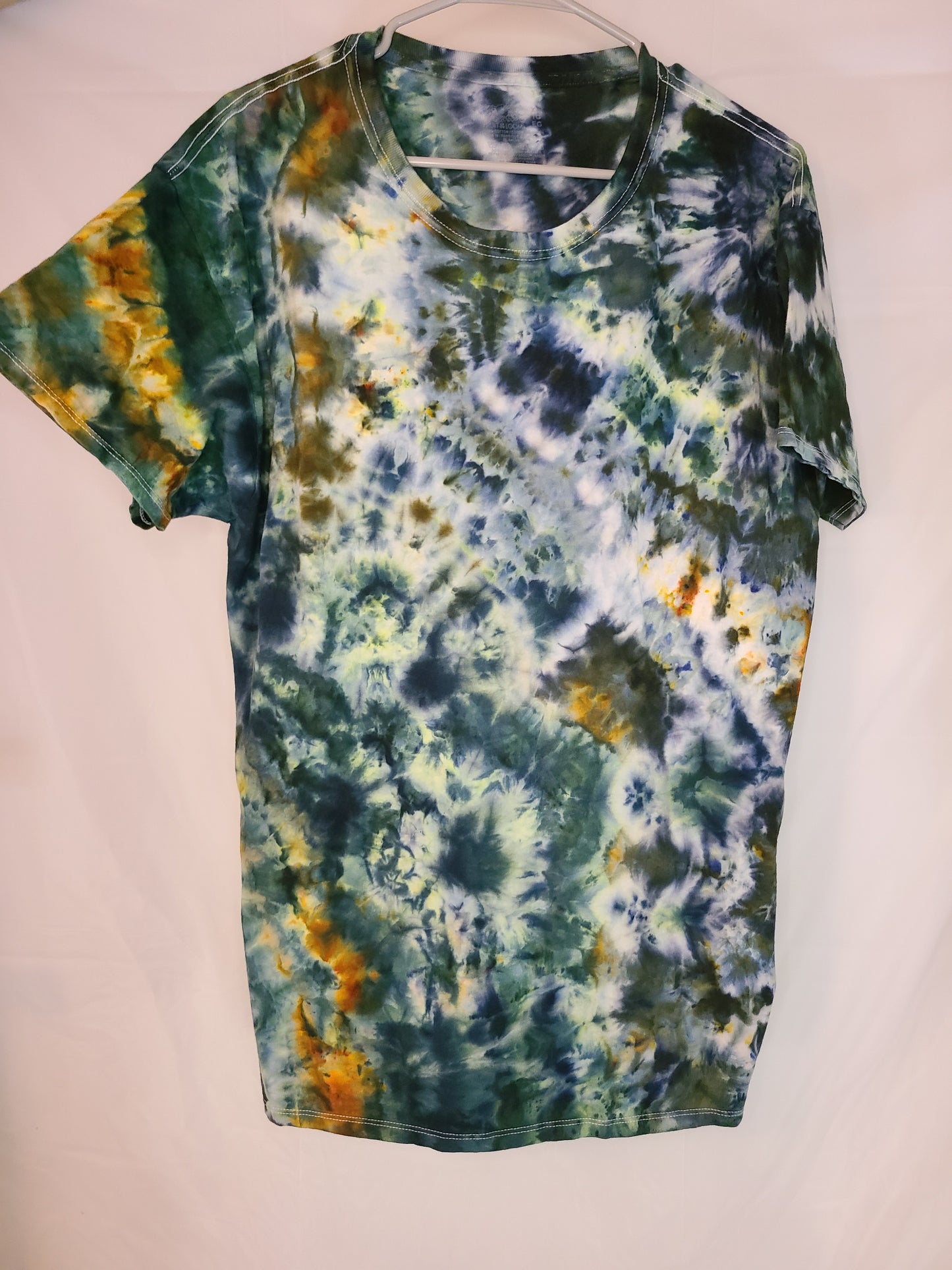 Green with hint of Gold XL Crew Tee Tie Dye