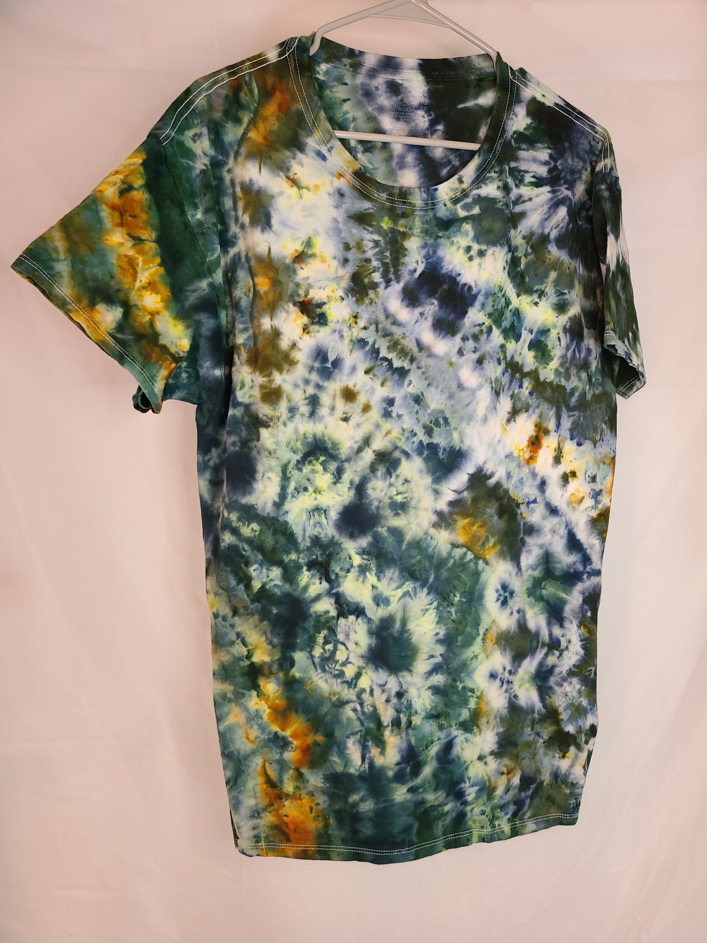 Green with hint of Gold XL Crew Tee Tie Dye