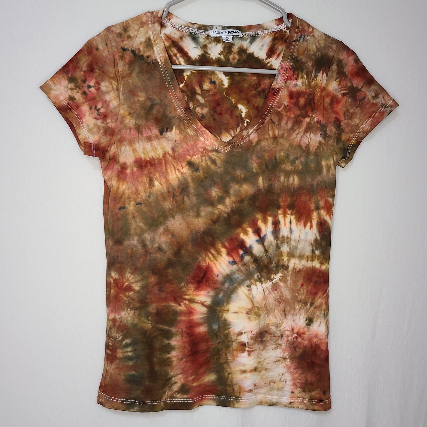 Strawberry Khaki Ladies Fitted V Neck Medium Fresh Frozen Dyes Tee