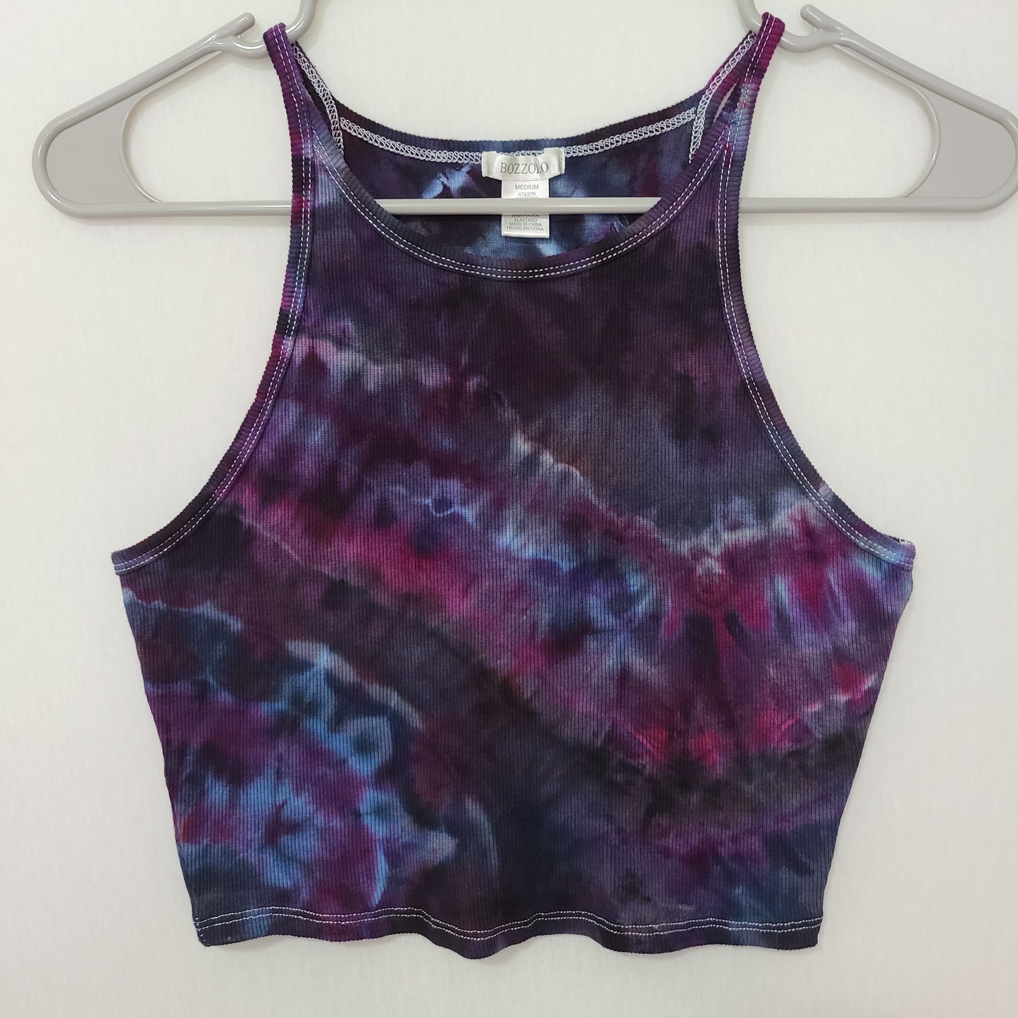 Midnight Purple Ladies High Neck Crop Tank Medium
