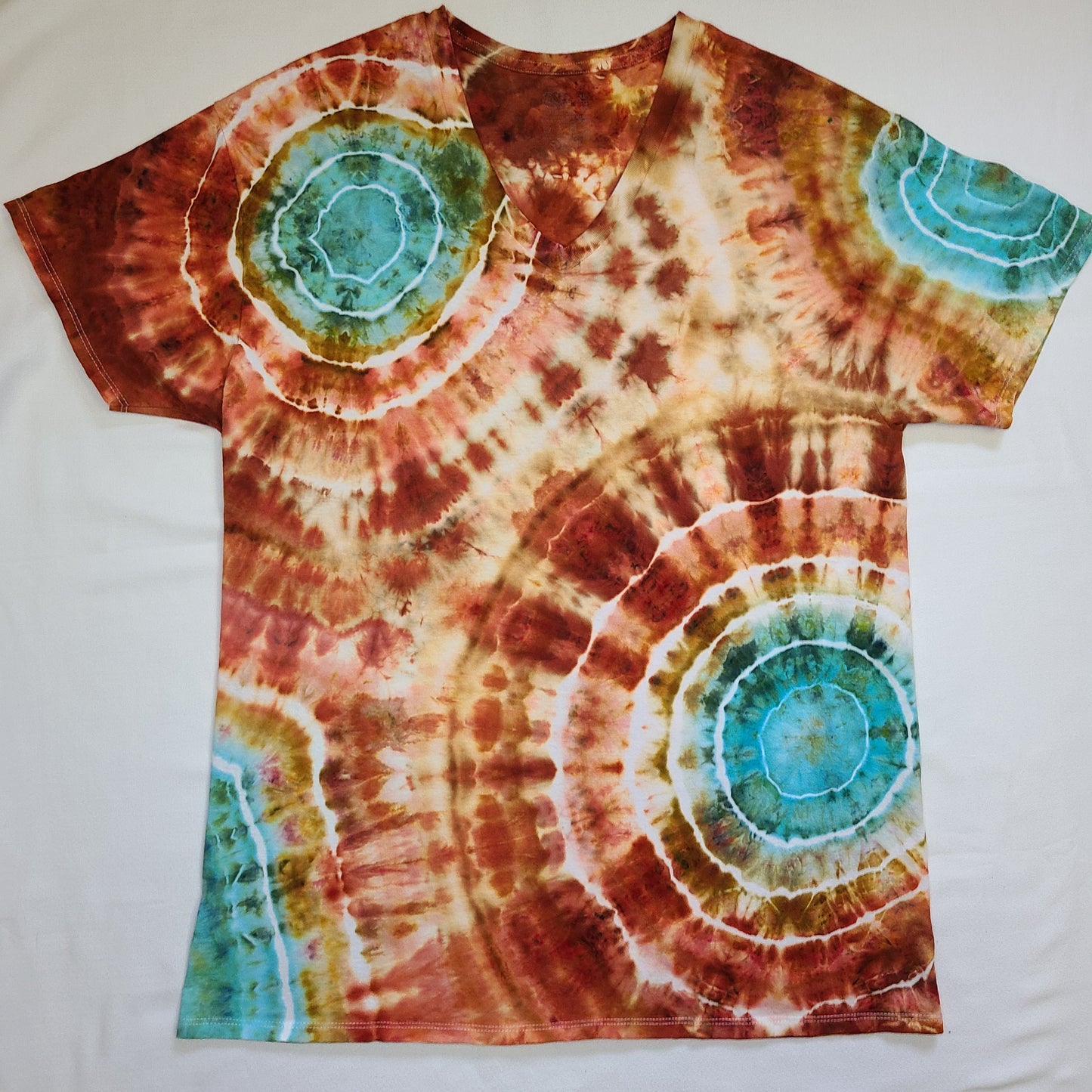 Orange Isles XL V Neck Tie Dye Tee