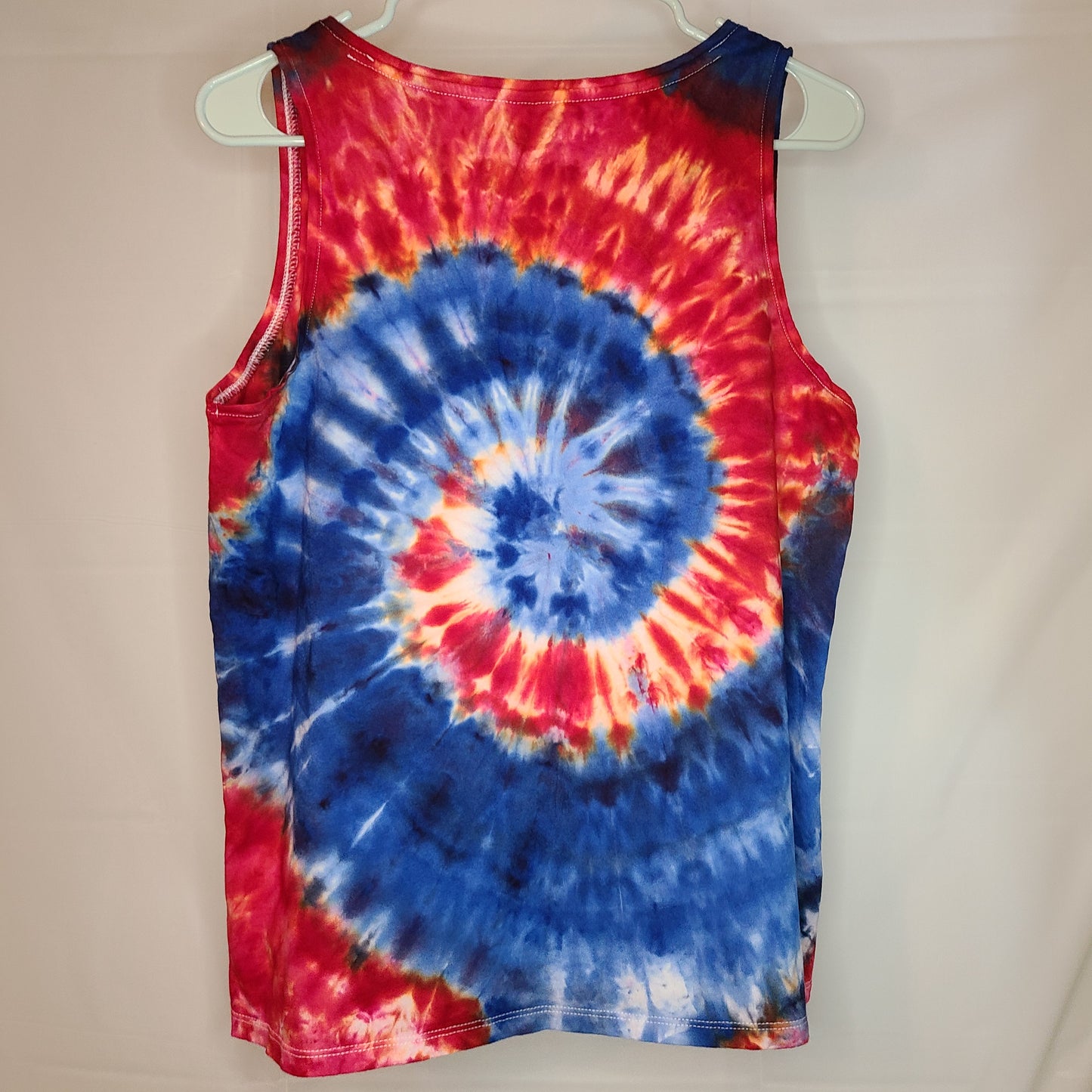 Red White Blue Swirl Medium Ladies Tank Top Tie Dye