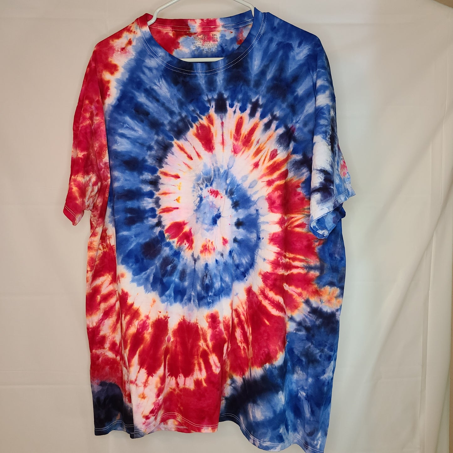 Red White Blue Swirl 2XL Crew Tee Tie Dye