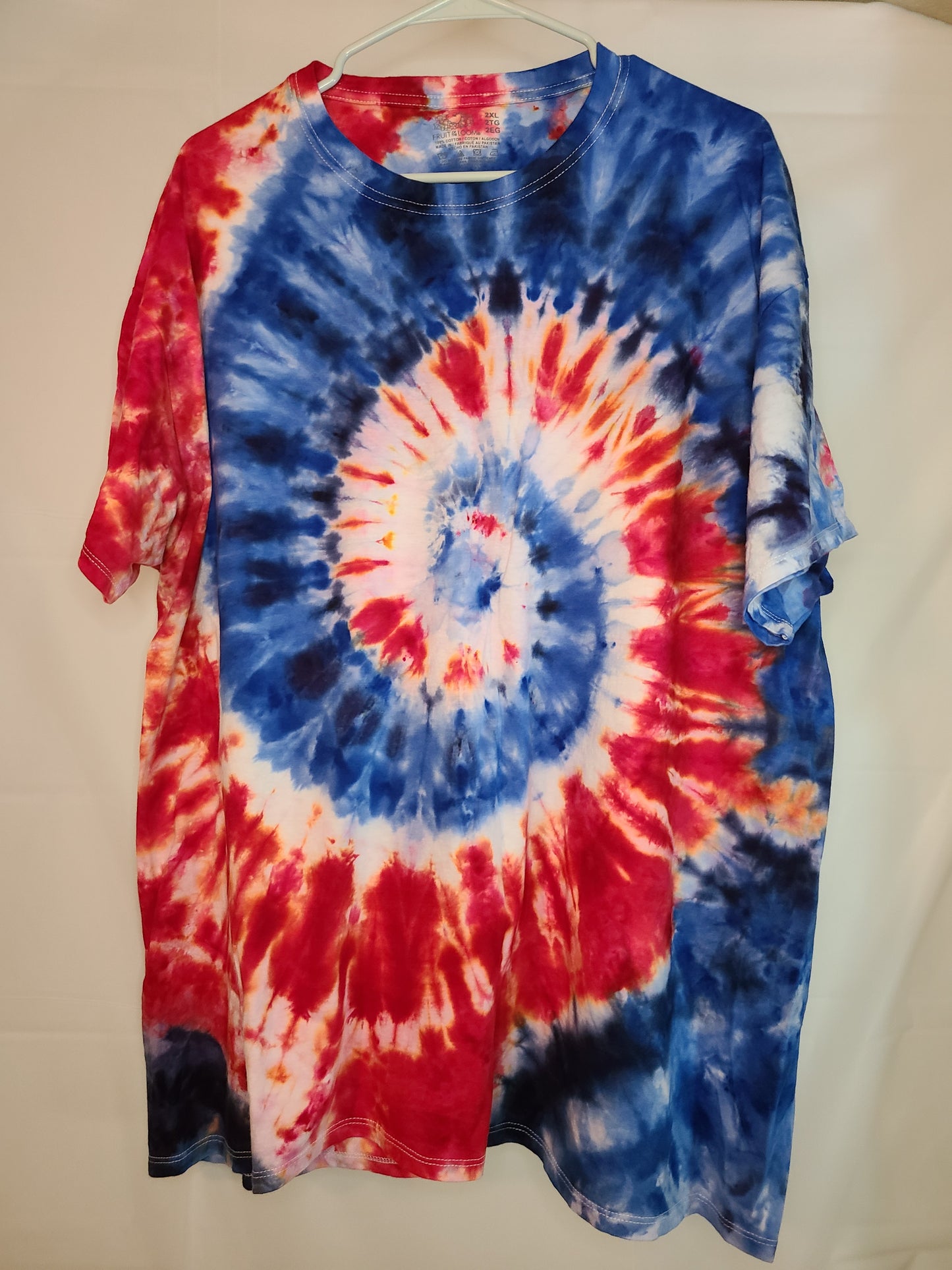 Red White Blue Swirl 2XL Crew Tee Tie Dye