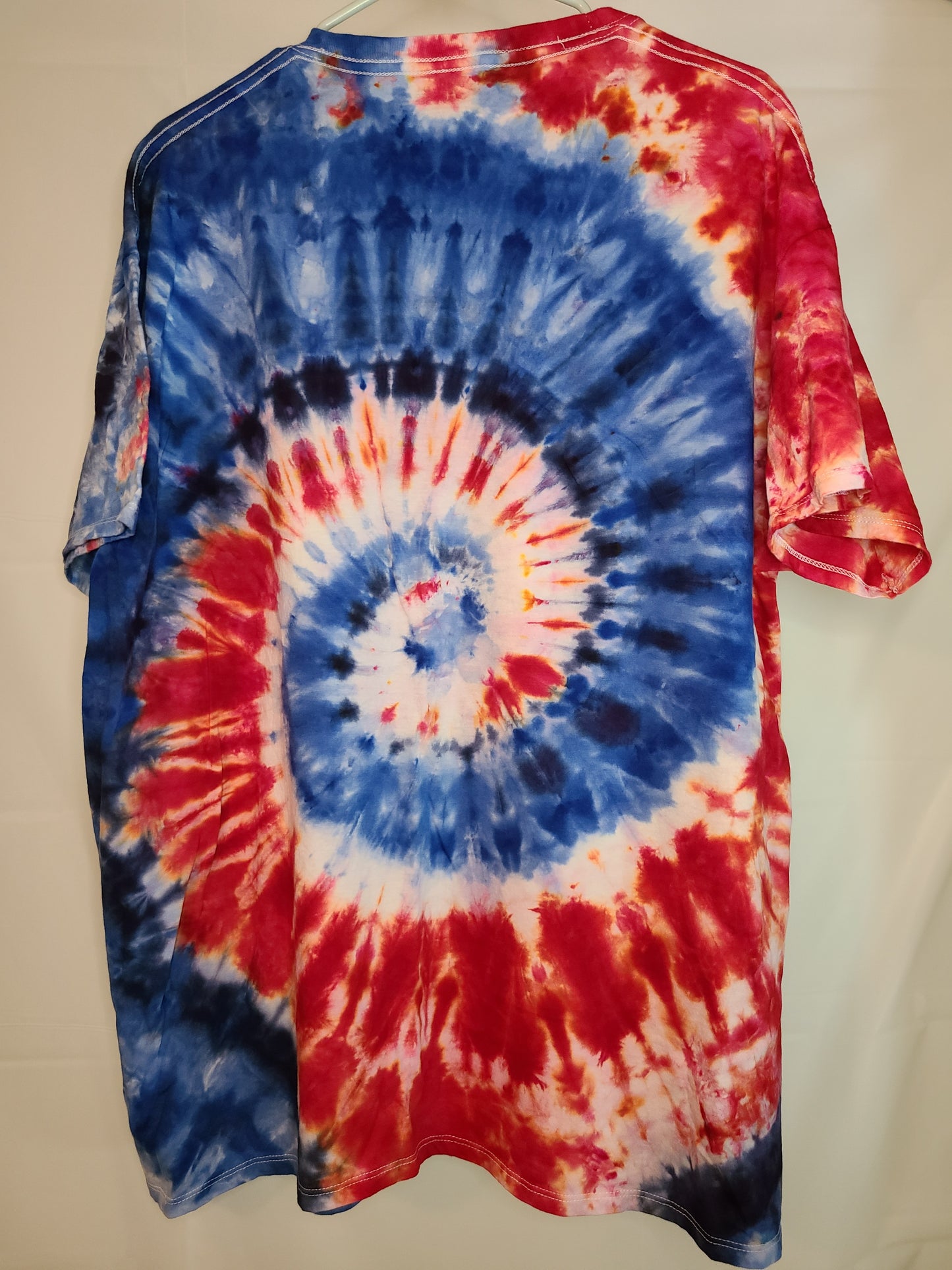 Red White Blue Swirl 2XL Crew Tee Tie Dye