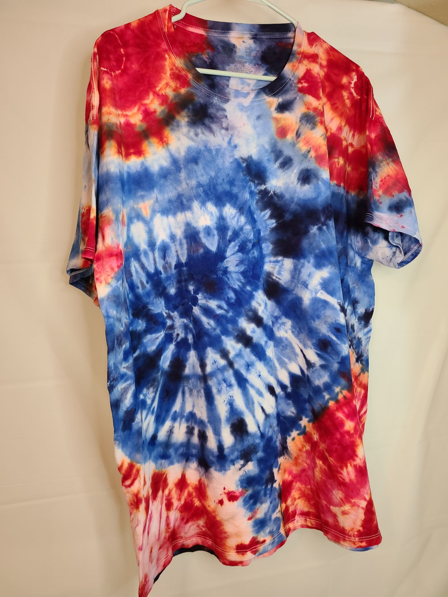 Red White Blue Burst 2XL Crew Tee Tie Dye