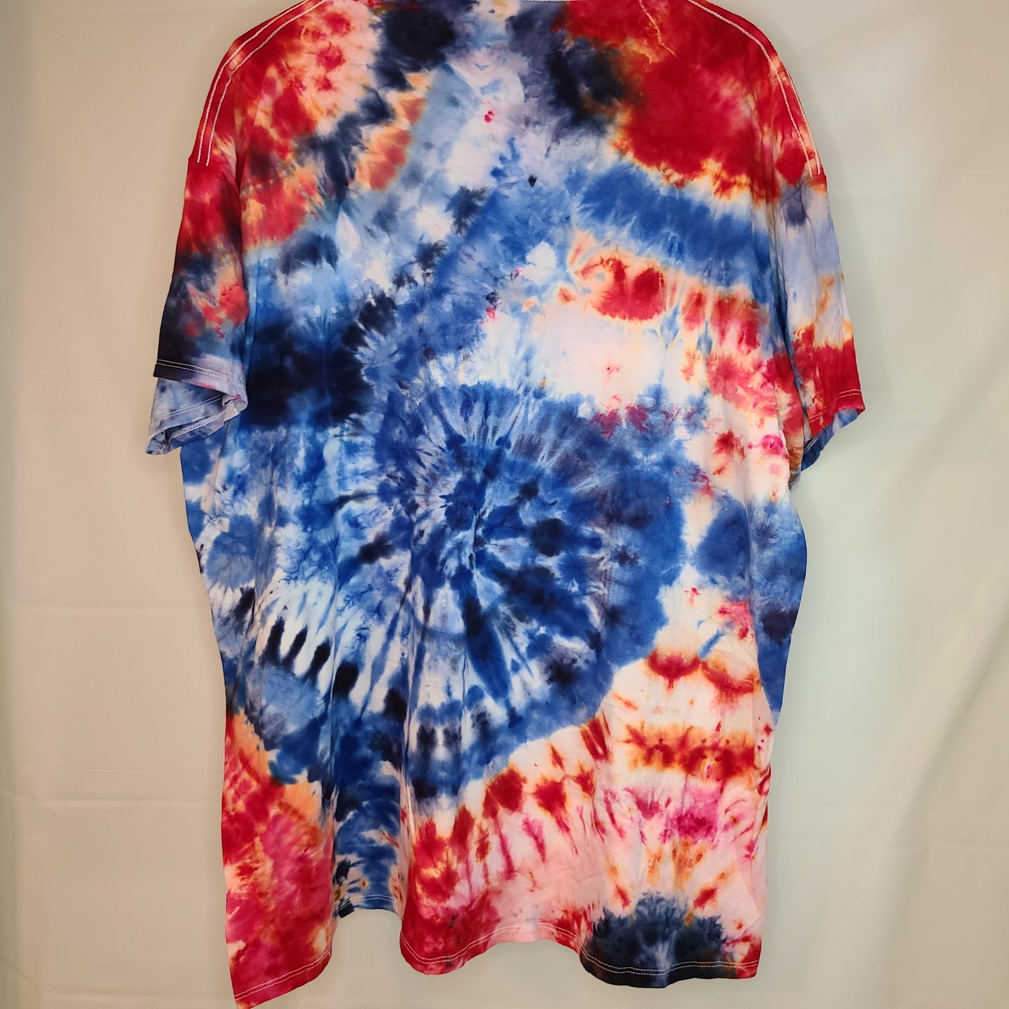 Red White Blue Burst 2XL Crew Tee Tie Dye