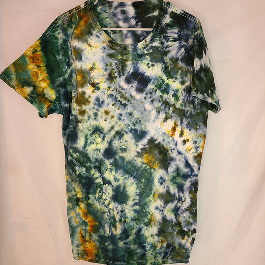 Green with hint of Gold XL Crew Tee Tie Dye