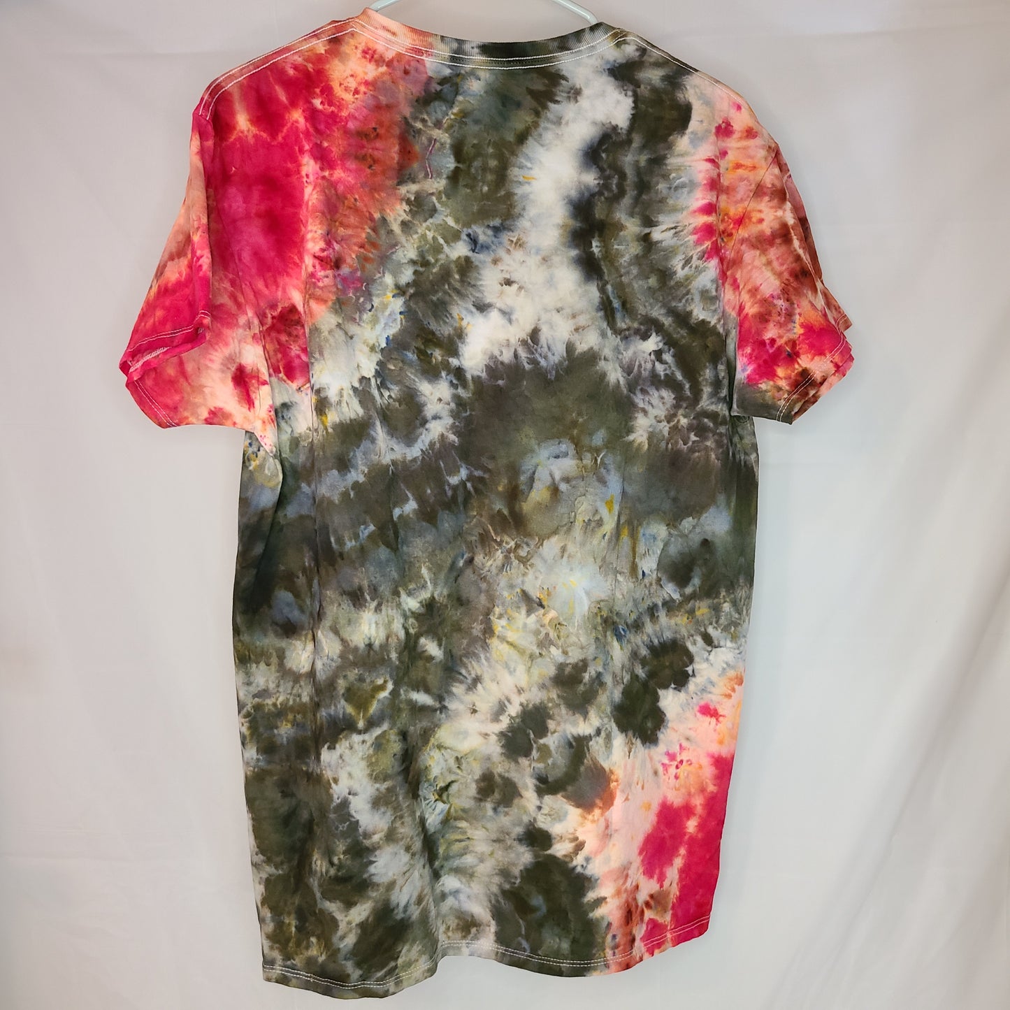 Dark Green & Fire Red L Crew Tee Tie Dye