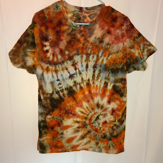 Orange Earth Swirl Large Crew Tee Tie Dye