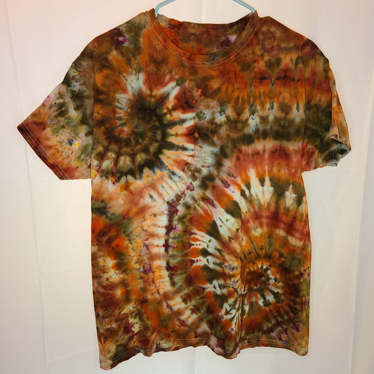 Orange Earth Spiral Large Crew Tee Tie Dye