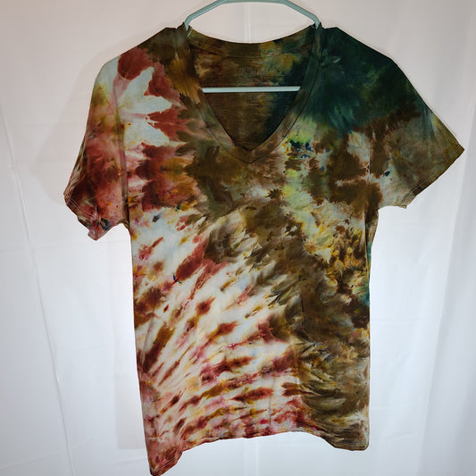 Strawberry Khaki Forest Small V neck Tie Dye