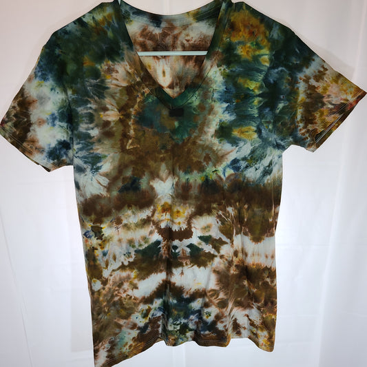Khaki Forest Berry Small V neck Tie Dye