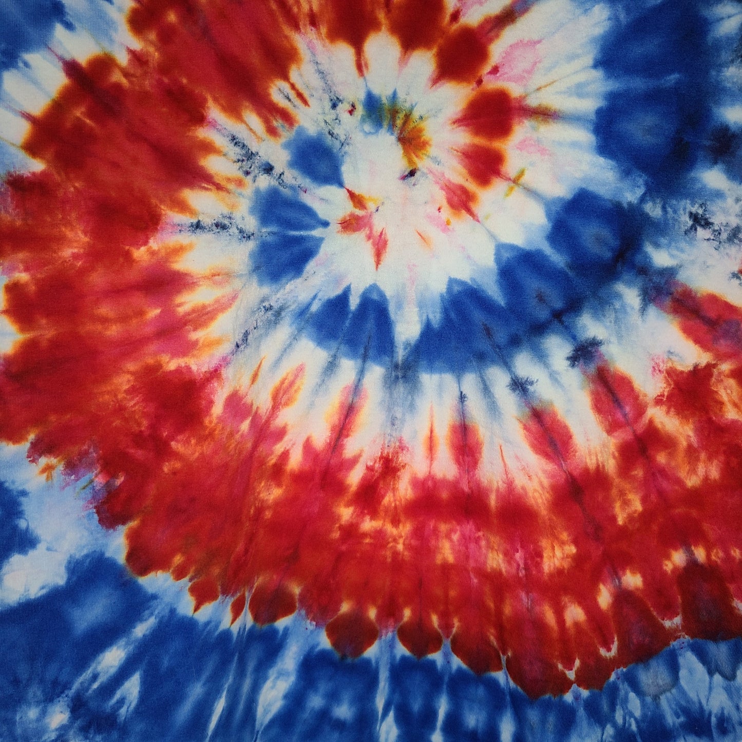 Red White Blue Small V neck Tie Dye