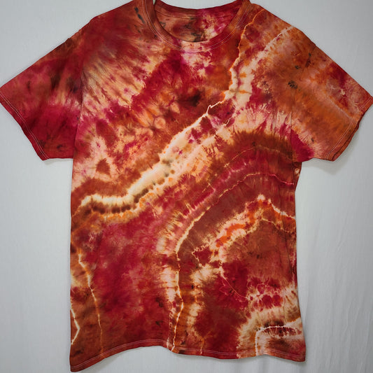 Orange Red Burst Large Crew Neck Fresh Frozen Dyes Tee