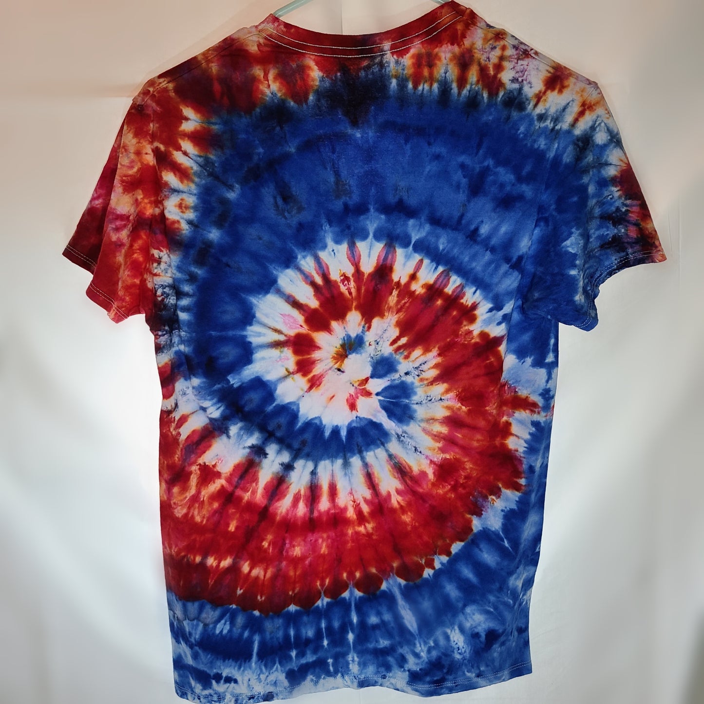 Red White Blue Small V neck Tie Dye