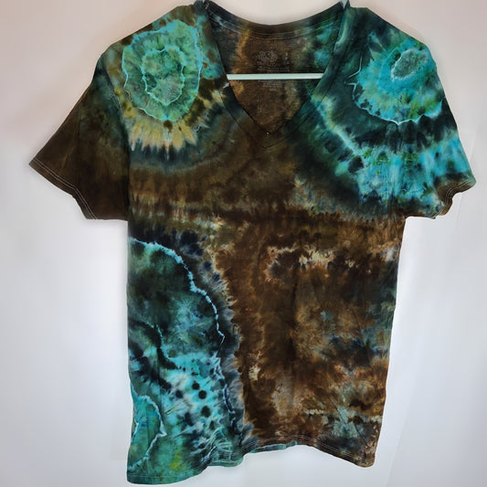 Aqua Earth Small V neck Tie Dye