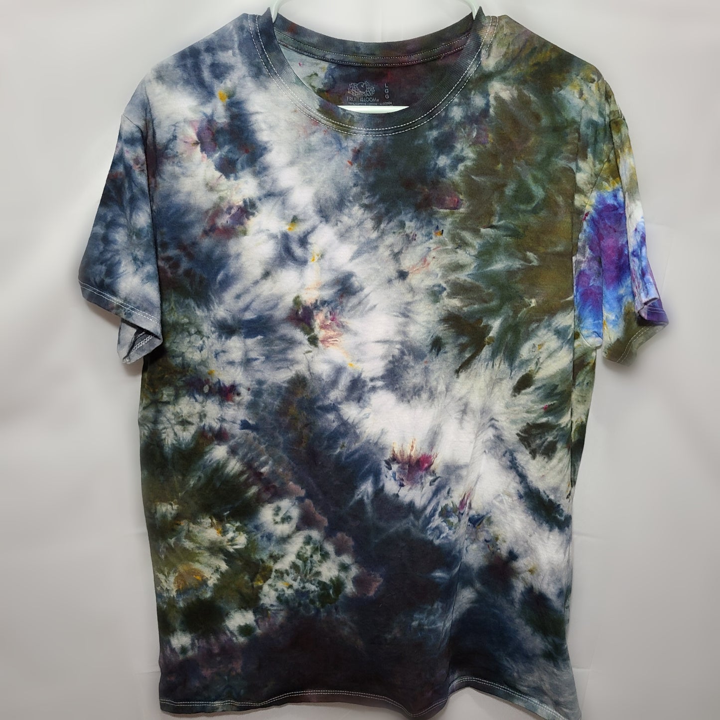 Smokey Green Lavendar Large Crew Tee Tie Dye